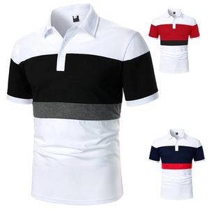 High Quality Casual Short Sleeve Polyester Color Block Embellished Slight <b>Stretch</b> Summer <b>Men</b> Tops - Product Image 4