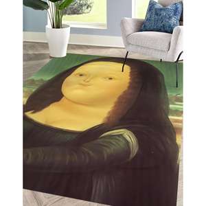 Tapis imprimé Mona Lisa par Fernando Botero, décoration d'intérieur d'art moderne, tapis fin non tissé - Product Image 3