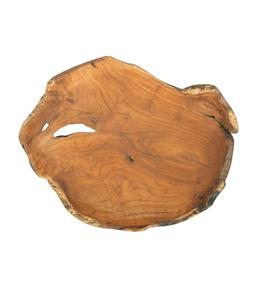 Plateau de service en bois de teck sculpté à la main Plateau décoratif fait main en grain de bois Taille personnalisée Couleur bois naturel - Product Image 1