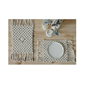 แผ่นรองจานมาคราเม่ผ้าทอจากอุตสาหกรรมแผ่นรองแก้วลายธรรมชาติทำด้วยมือพร้อมพู่ - Product Image 3