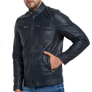 Chaqueta de piel de vaca personalizada para hombre, ropa de calle de color sólido con cuello levantado, nuevo diseño de invierno - Product Image 2