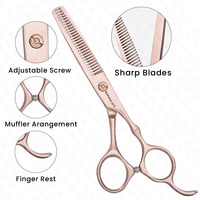 Ciseaux de coiffure professionnels en or rose en acier inoxydable échantillon gratuit ciseaux amincissants de coupe de cheveux de barbier par Bahasa Pro