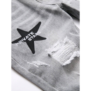 Precio al por mayor de MOQ bajo, pantalones vaqueros rasgados para mujer, pantalones vaqueros Cargo desgastados de gran tamaño, pantalones personalizados para mujer, pantalones holgados para mujer - Product Image 5