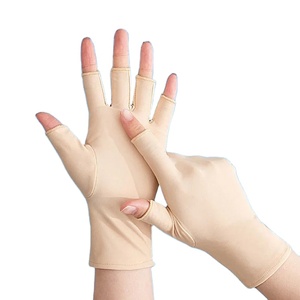 Gants de cyclisme pour femmes, 1 paire, élastique, anti-UV, demi-doigts, noir, blanc, gris, été, mince et court - Product Image 5