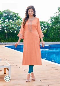 Rayón bordado étnico Kurtis para damas colección de vestidos largos para venta en línea - Product Image 5