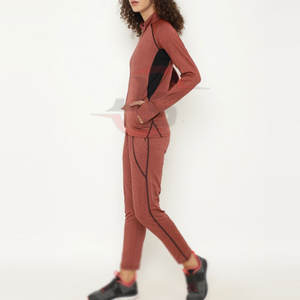 Ensemble de survêtements décontractés pour femmes de grande taille 100% coton polaire 2 pièces ensemble long respirant léger col montant motif solide - Product Image 3