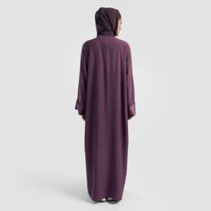 Abaya Kimono Lila Polvoriento de Satén Sencillo con Silueta Recta y Cintura Natural - Product Image 2
