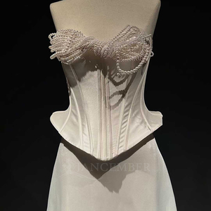 Vestido de Novia Moderno y Elegante NT56 con Perlas, Lazo, Satén, Cola de Sirena, Encaje, Flores y Cristales para Mujer - Product Image 5