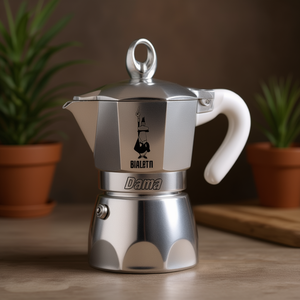 หม้อกาแฟโมก้าพอตอะลูมิเนียม Bialetti Dama 3 ถ้วย สีโครเมียมซาติน สำหรับใช้กับเตา - Product Image 3