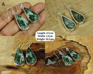 Pendientes de serafinita verde en plata de ley 925 Natural May Birthstone joyería regalo para ella hecho a mano - Product Image 5