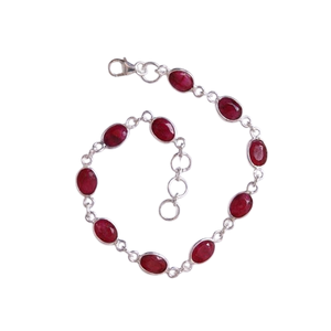 Boho Style <b>Gold</b> Plated 925 Sterling Silver Ruby Gemstone Chain & Link <b>Bracelet</b> Handmade Jewelry <b>for</b> <b>Women</b> Wedding or Party Gift - Product Image 1