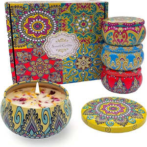 Juego de 4 Velas Aromáticas con 4 Tipos de Fragancias: Jazmín, Sándalo, Canglan Pequeño y Rosa, para Días Festivos, Colores Aleatorios - Product Image 1
