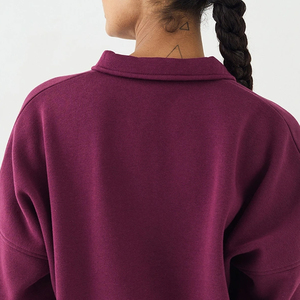 Sweat-shirt pour femme à manches longues, service OEM, avec logo personnalisé, col rabattu, pour les acheteurs en gros, vêtements décontractés - Product Image 5