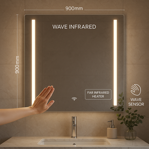 Nuevo Espejo Calefactor Cuadrado sin Marco de 500W con LED de Onda, Calentamiento Rápido, Calefactor Infrarrojo de Fibra de Carbono, Ventilación con Energía Solar - Product Image 6