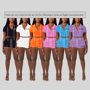 ผู้หญิงโลโก้ที่กําหนดเองสบายๆ 2 ชิ้นชุดสูทที่กําหนดเองฤดูใบไม้ผลิ-ฤดูร้อนขนแกะเทอร์รี่ผ้าซิปพืชยอดนิยม Hoodie ชุดสั้นผู้หญิง - Product Image 4