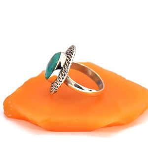 925 Sterling Silver Fine Jewelry Natural Boho Designer Bague faite à la main avec ovale Cut Green Turquoise Wedding Occasion Ring - Product Image 4