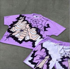 Ensemble 2 pièces d'été de haute qualité pour hommes surdimensionné High Street Trendy Casual Wear T-shirt et short respirants - Product Image 5