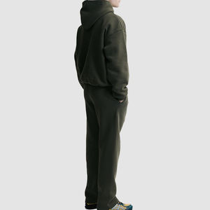 Conjunto de Chándal de Felpa 100% Algodón de Alta Calidad, Unisex, Sudadera con Capucha Oversize y Pantalones Jogger, Otoño, Personalizable con Logotipo y Patrón DIY en la Parte Delantera - Product Image 3