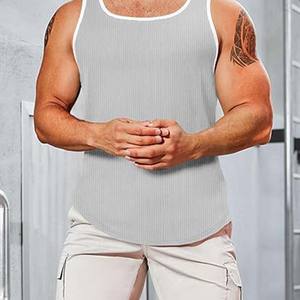 Débardeur Homme Tendance Été Décontracté Grande Taille Personnalisable Couleur Unie Motif Uni 100% Coton Séchage Rapide Respirant - Product Image 3