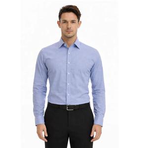 Camisa de Algodón Azul Marino para Hombre de Buena Calidad para Usar en la Oficina, Reuniones de Negocios, Eventos Formales y Uso Diario Disponible al Mejor Precio - Product Image 1
