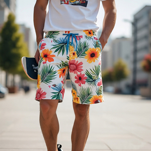 Pantalones cortos de sublimación para correr para hombre, ropa de calle, ropa para correr, pantalones cortos estampados para hombre, pantalones cortos de sublimación de cintura alta con cordón para hombre - Product Image 2