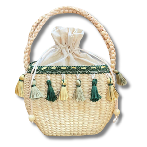 Sac à main multifonctionnel en jacinthe d'eau Design tendance durable avec doublure en coton et deux poignées - Product Image 1