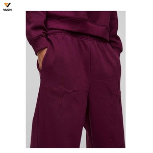 กางเกงวอร์มผู้ชายทรงหลวมขายาวของผู้ชายกางเกงลำลองแบบหรูหราไม่มีลาย300Gsm สเวตเวตเวตเวตเตอร์แบบเรียงซ้อนกันออกแบบได้ตามที่ต้องการ - Product Image 5