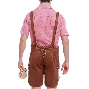 กางเกงขาสั้นหนังกวาง,กางเกงขาสั้นสีพื้นเข้ารูปสไตล์ Lederhosen ทำจากปากีสถาน - Product Image 2