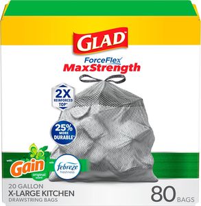 Bolsas de Basura Glad ForceFlex MaxStrength XL para Cocina, 20 Galones, Aroma Fresco, 80 Unidades - Product Image 6