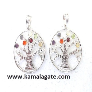 Pendentif de guérison bouddhiste tibétain en forme de fleur plaqué argent antique en cristal naturel des sept chakras unisexe - Product Image 2