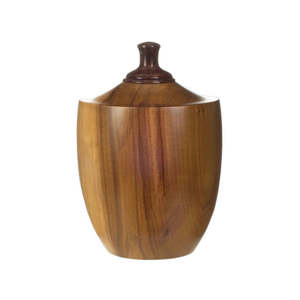 Urne funéraire classique en bois avec couvercle arrondi, surface lisse et tons de bois naturels - Product Image 6