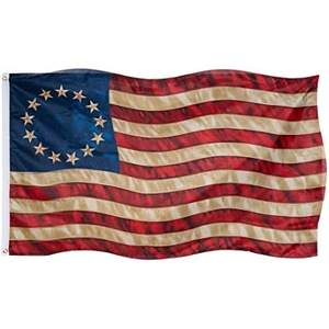 USA TOP FLAGSINC Paquete de 2 Banderas Americanas de Betsy Ross Teñidas con Tinte de Té, 4x6 pies, Bandera Vintage de EE. UU. Hecha en EE. UU., 13 Estrellas, Colonias Premium - Product Image 1