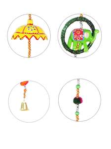 Anneau d'éléphant du Rajasthani avec des tentures de porte de parapluie Art mural pour la décoration de la porte principale/du salon, lot de 2, multicolore - Product Image 2