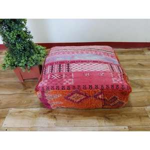 Puf de Cuero Marroquí Hecho a Mano, Otomana Tradicional Artesanal, Decoración del Hogar, Asiento Boho para Sala de Estar - Product Image 1