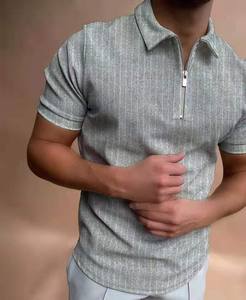 2025 vente été Polyester coton hommes décontracté mode fermeture éclair polos fermeture éclair Polo T-shirt - Product Image 6
