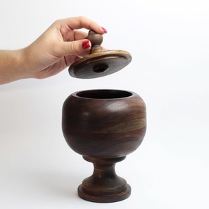 Tazón de sal y pimienta de madera de acacia redondo hecho a mano técnica pulida para contenedor de azúcar y condimentos - Product Image 2