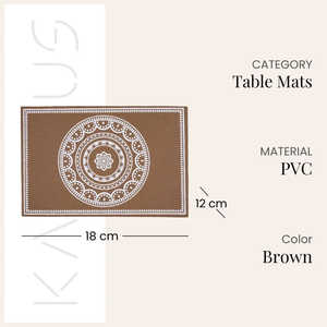 Napperon rectangulaire en PVC marron et blanc, design bohème, écologique, avec sous-verres chauffants, polyvalent et facile d'entretien pour la maison - Product Image 3