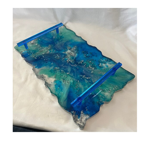 Décor de table d'hôtel plateau de service de fruits en résine époxy meilleure qualité forme ronde nouveau style plateau en résine de taille personnalisée - Product Image 5