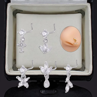 Perhiasan Tubuh Xinfocus, Anting Hidung Gantung dari Baja Anti Karat, Perhiasan Tindik Hidung Bentuk L, Perhiasan Tubuh Fashion untuk Wanita dan Pria