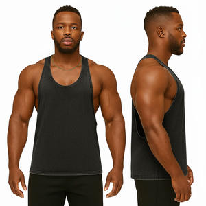 Custom vintage washed sleeveless gym tank top men workout fitness bodybuilding vest loose fit breathable muscle training tank - Product Image 2