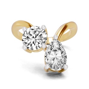 Bague Toi et Moi Grand Two Stone avec Diamant de Laboratoire 1.00 Ct Tw, Or Massif 14K, Couleur FG, Pureté VS, 2 Diamants, Style Duo Audacieux Personnalisé - Product Image 1