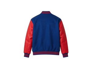 Blousons universitaires en cuir bleu et rouge, respirants, avec broderie et patchs, logo personnalisé, manches longues, style preppy, vente en gros - Product Image 2