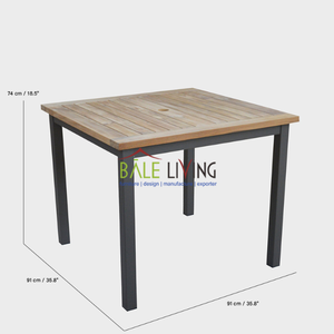 เฟอร์นิเจอร์โต๊ะสี่เหลี่ยมที่เป็นมิตรกับสิ่งแวดล้อมทำจากไม้สักการออกแบบที่เรียบง่ายสำหรับการใช้งานกลางแจ้งดีและทนทาน - Product Image 3
