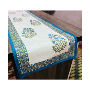 GOTS Certified 100% Cotton Sustainable 72 Inch 250g <b>Table</b> <b>Runner</b> Modern Embroidered Scandinavian Mustard Border <b>Weddings</b> - Product Image 2