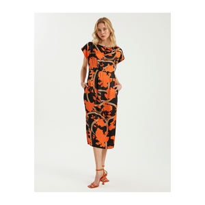 BGN S23D398 ชุดเดรสผ้าซาตินพิมพ์ลายวิสโคสจากตุรกี - Product Image 4