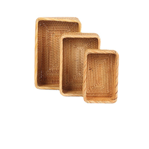 Juego de 3 Cestas Rectangulares Modernas y Ecológicas de Mimbre, Cestas de Pan Tejidas a Mano, Juego de Cestas de Almacenamiento de Ratán para Organización - Product Image 2