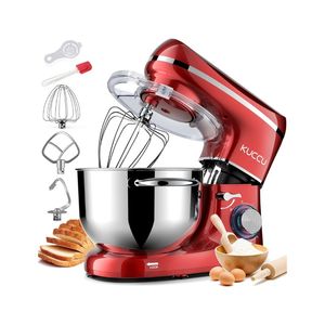 Batteur sur socle, 6,5 Qt 660W, 6 vitesses, tête inclinable, batteur électrique de cuisine avec bol en acier inoxydable, crochet à pâte, fouet à blancs d'œufs - Rouge - Product Image 1