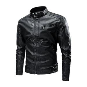 Chaqueta de piel de vaca auténtica para hombre, abrigo de invierno con cuello levantado para motocicleta, abrigos de piel auténtica de segunda capa - Product Image 1