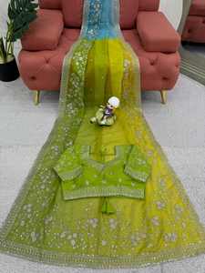 ROPA DE BODA BANARASI SEDA SAREE CON BLUSA DESCOSADA NEGRO - Product Image 2