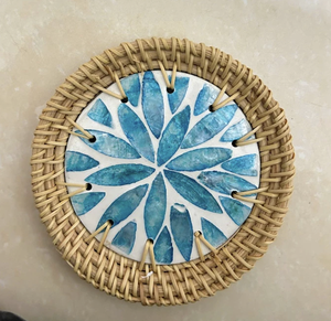 Posavasos Decorativo de Ratán con Incrustaciones de Nácar, Accesorio Natural para Mesa, Artesanía de Vietnam - Product Image 5